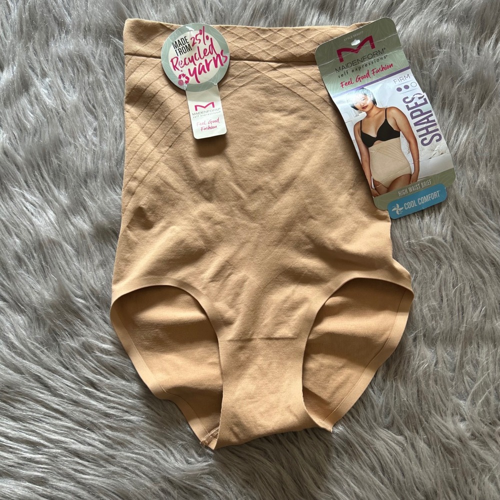 Maidenform Self Expressions High Waist Brief Womens Size Small Tan Shapewear